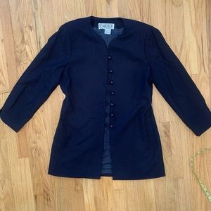 Carlisle Womens Jacket Balder 100% Wool Size S Navy blue 3/4 Sleeves